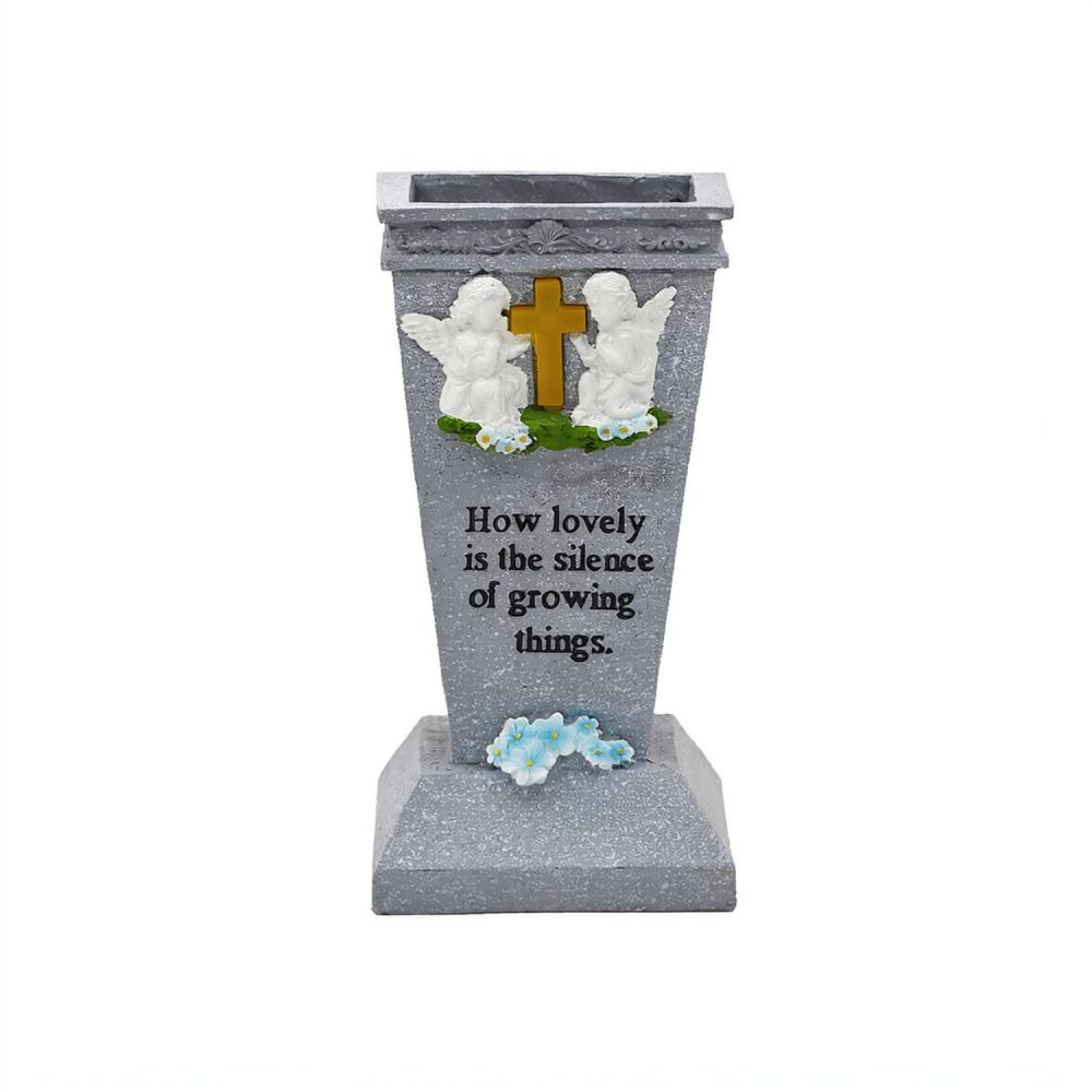 Vase Decor - Resin Solar Cross Cemetery Vase LED