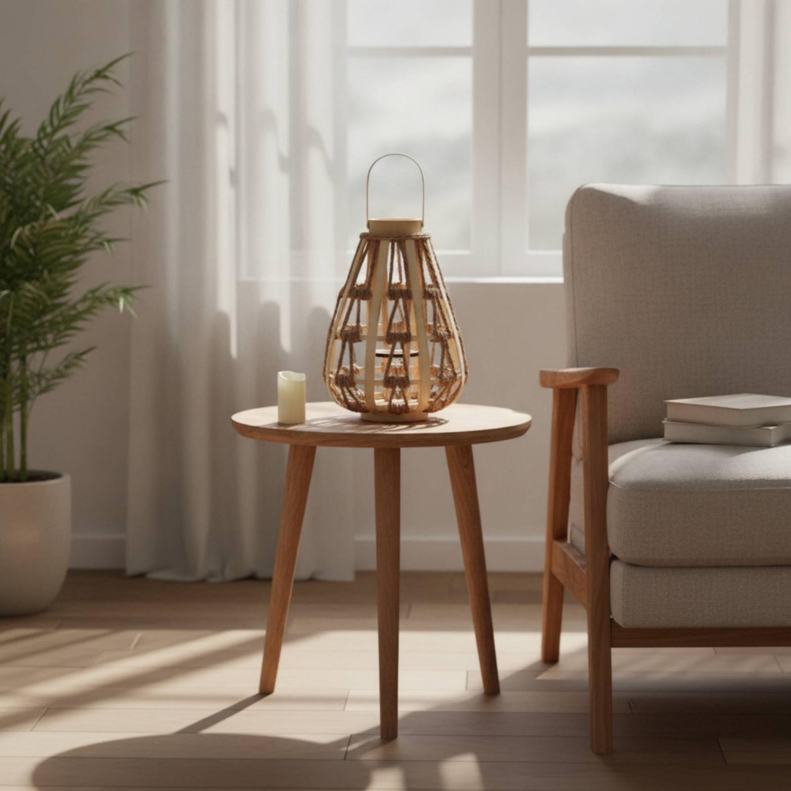 Natural Wood Rope Lantern Cand - đánh giá và giá Candle Holder Decor