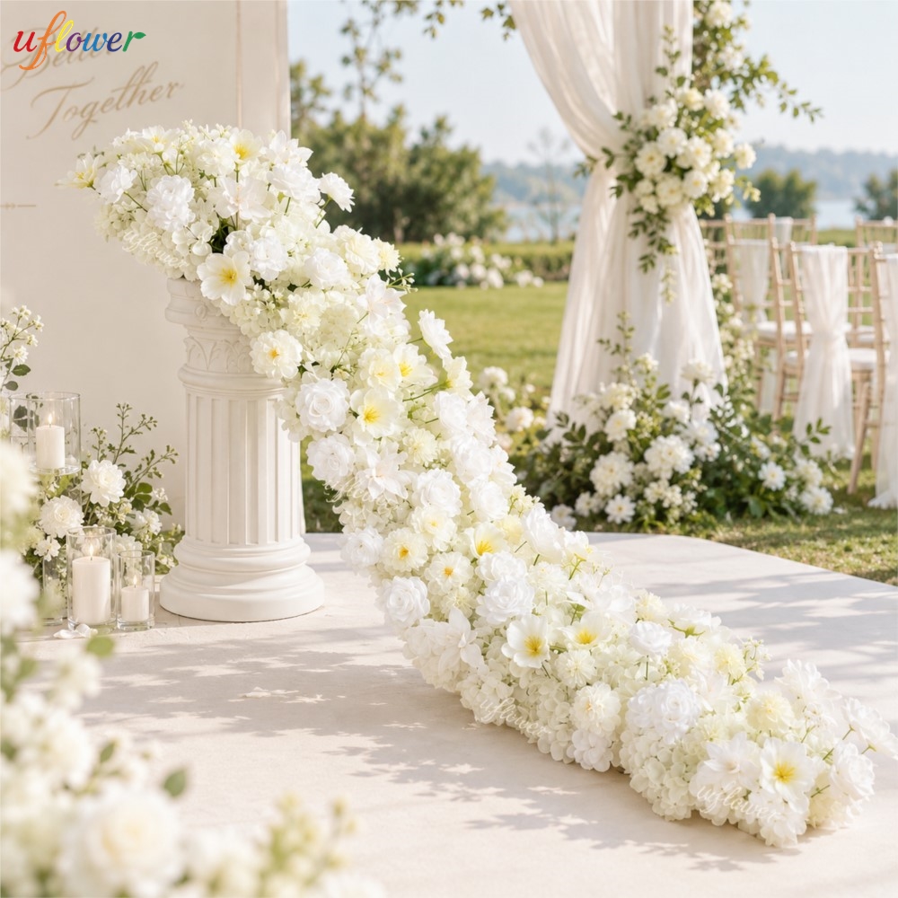 Uflower White Rose Hydrangea A - đánh giá và giá Table Runner