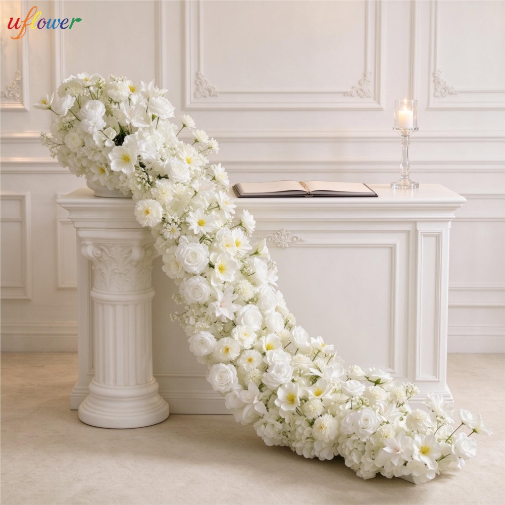 Uflower White Rose Hydrangea A - đánh giá và giá Table Runner