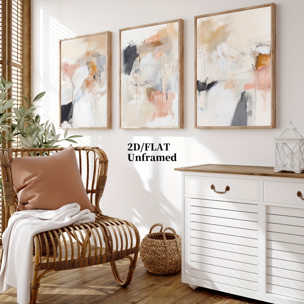3pcs Frameless,Neutral Beige B - đánh giá và giá Abstract Canvas Set