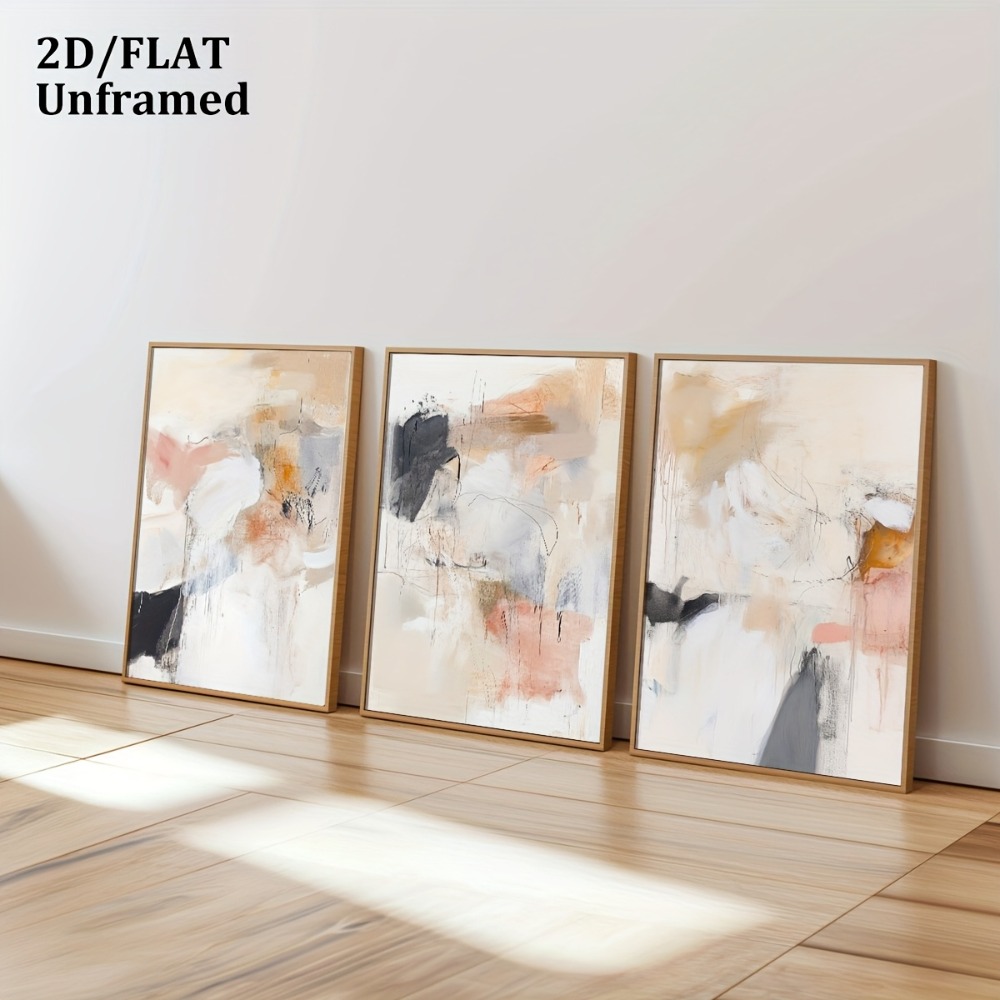 3pcs Frameless,Neutral Beige B - đánh giá và giá Abstract Canvas Set