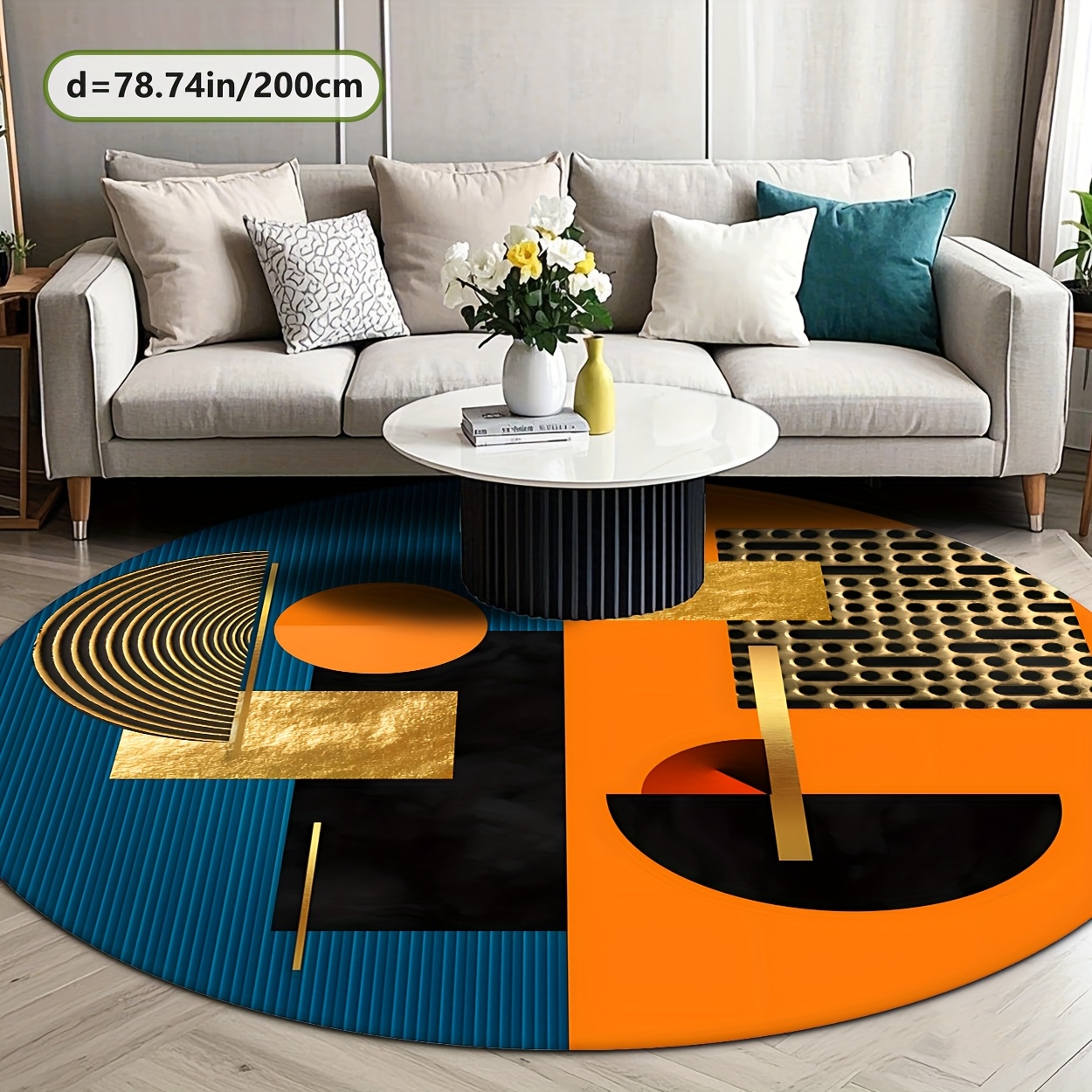 Orange Blue Gold Abstract Geom - đánh giá và giá Interior Design High End