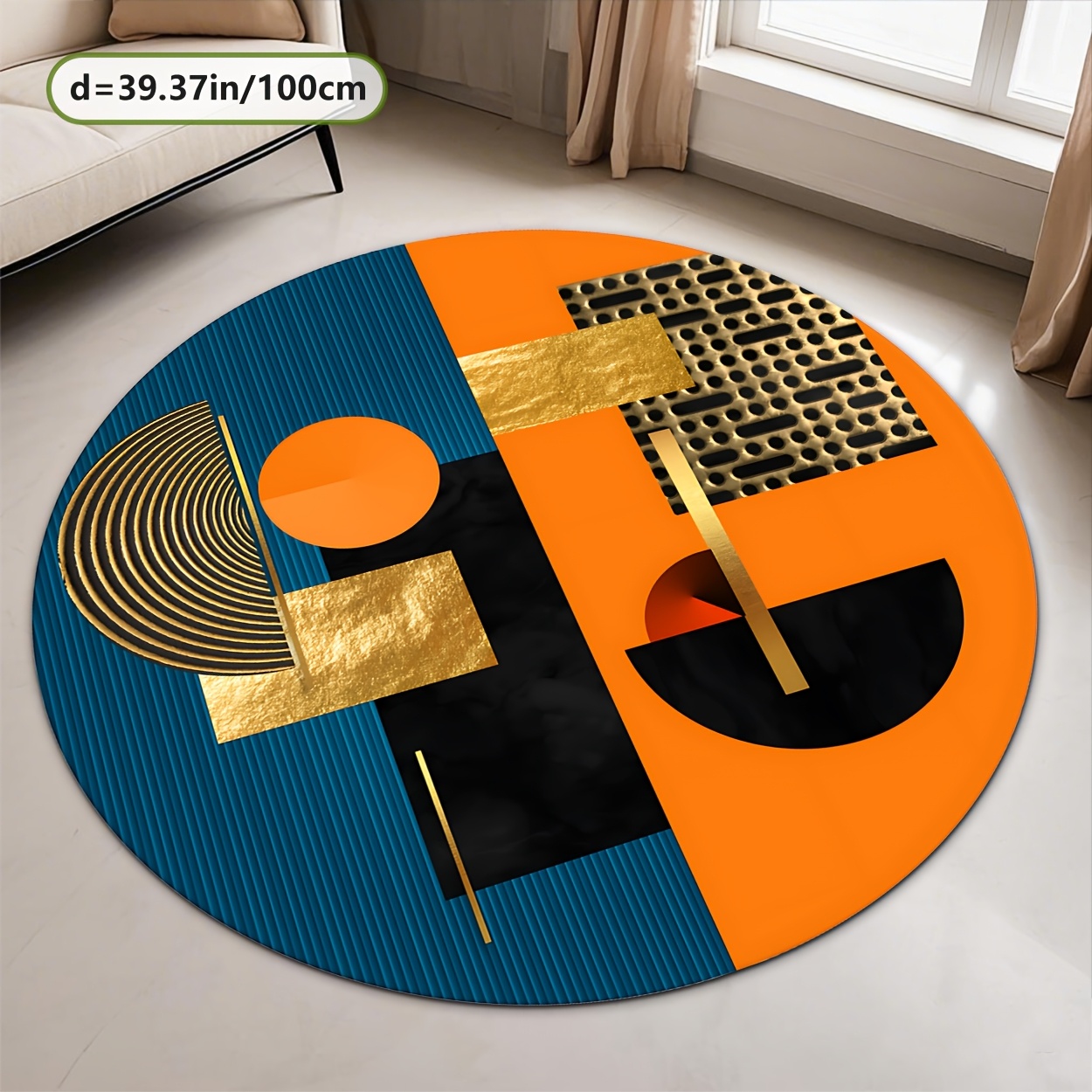 Orange Blue Gold Abstract Geom - đánh giá và giá Interior Design High End