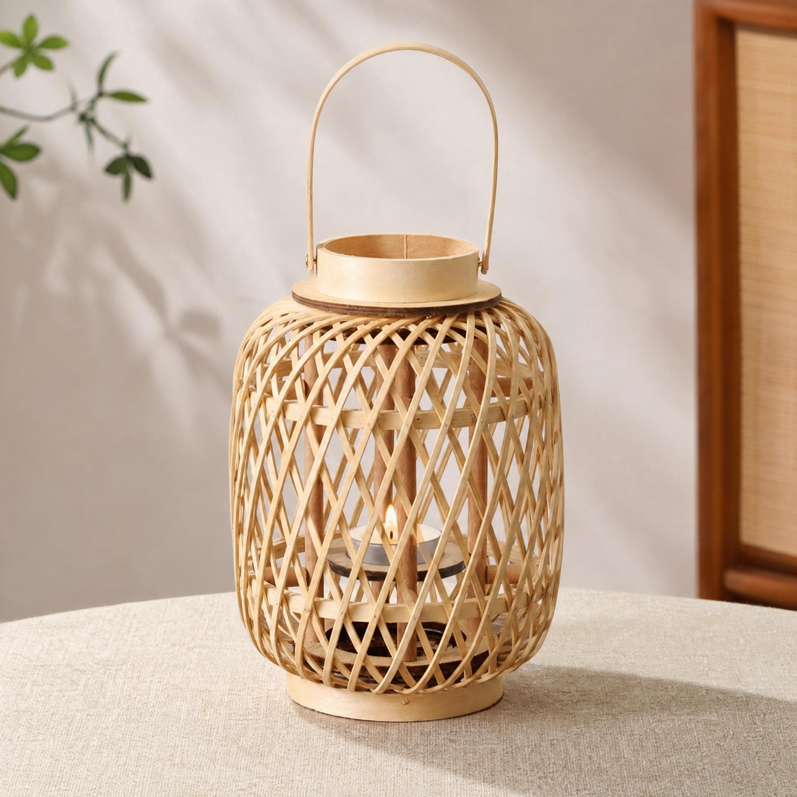 Bamboo Candle Lantern Holder H - đánh giá và giá Candle Holder Decor