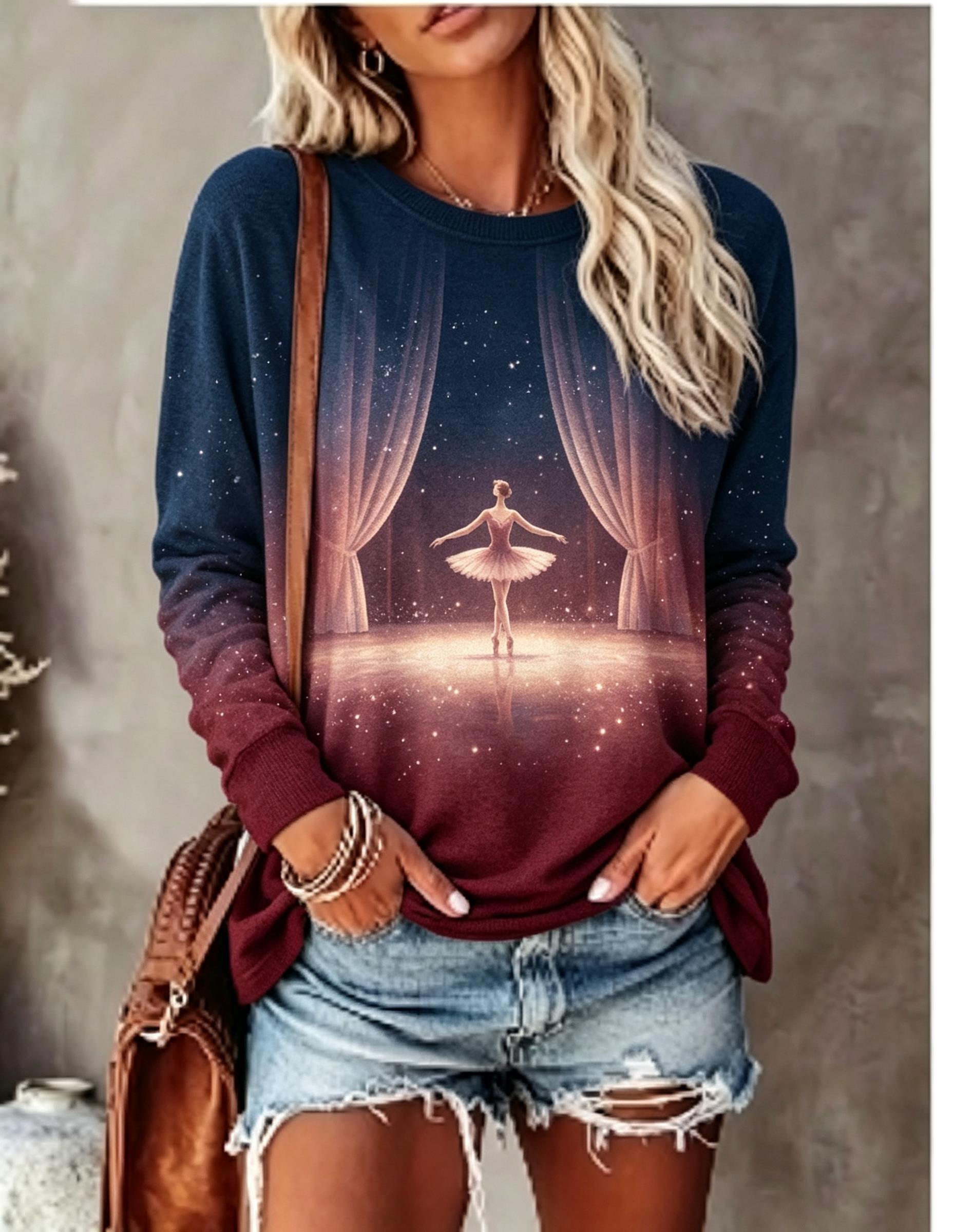 Women Long Sleeve T‑Shirt Ball - đánh giá và giá Curtain Curtain