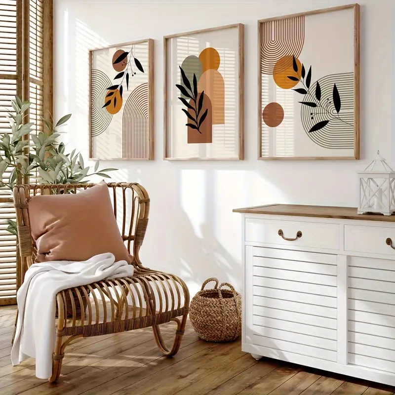 3pcs Bohemian-style Plant Geom - đánh giá và giá Abstract Canvas Set